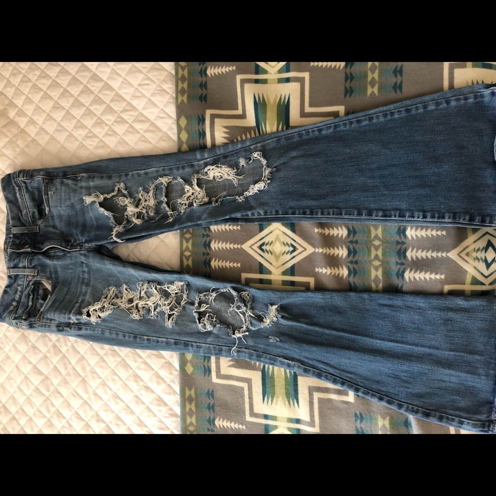 American Eagle bell bottoms boho artist jeans